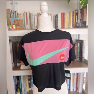 Nike Girl’s Training Workout Shirt XL Black Pink Green NWT